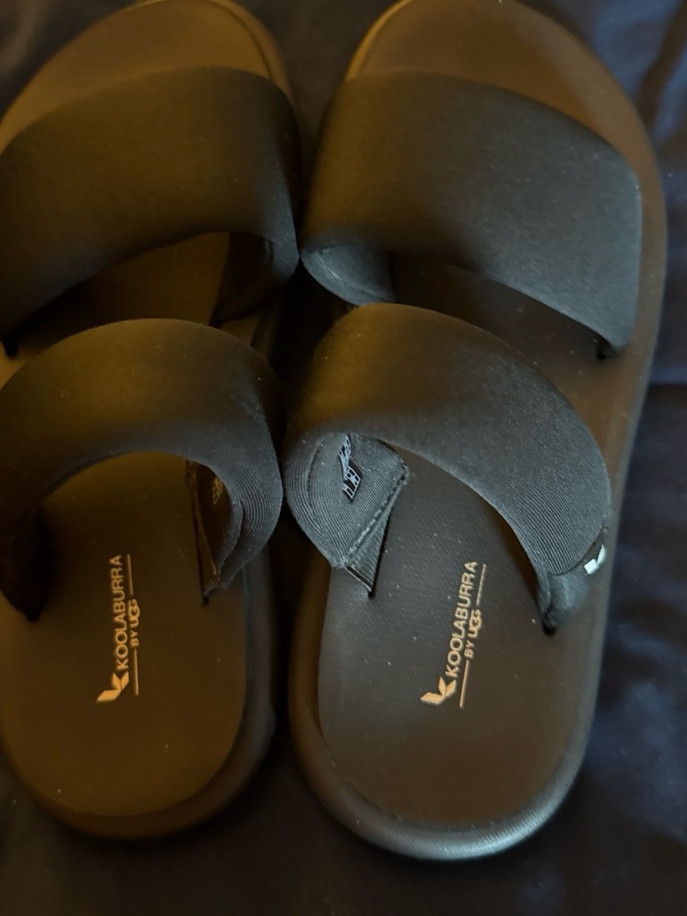 Koolaburra Black Wide Strap Slide Sandals